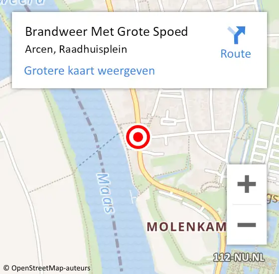 Locatie op kaart van de 112 melding: Brandweer Met Grote Spoed Naar Arcen, Raadhuisplein op 10 februari 2025 16:18