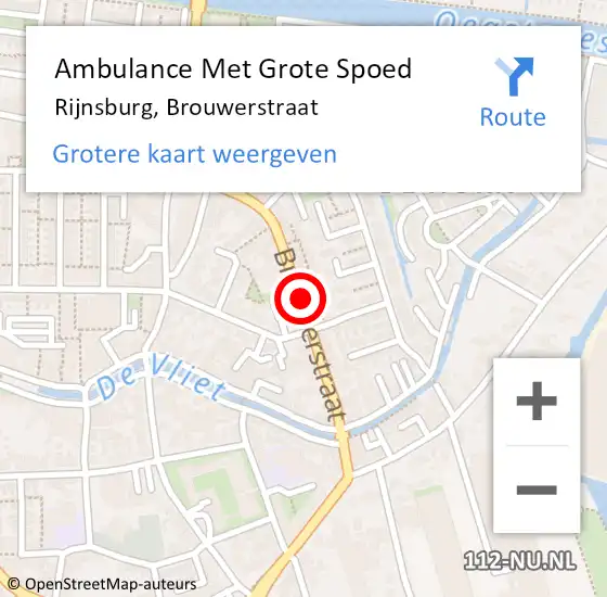 Locatie op kaart van de 112 melding: Ambulance Met Grote Spoed Naar Rijnsburg, Brouwerstraat op 6 november 2014 08:33