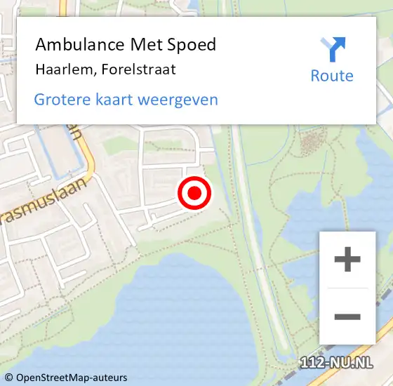 Locatie op kaart van de 112 melding: Ambulance Met Spoed Naar Haarlem, Forelstraat op 10 februari 2025 18:35