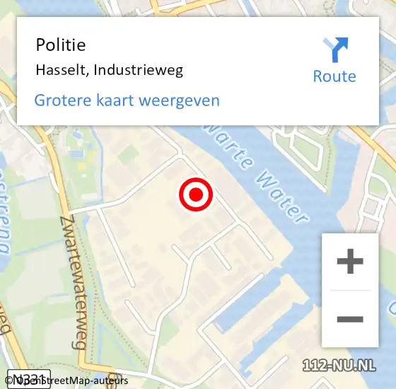 Locatie op kaart van de 112 melding: Politie Hasselt, Industrieweg op 10 februari 2025 19:30