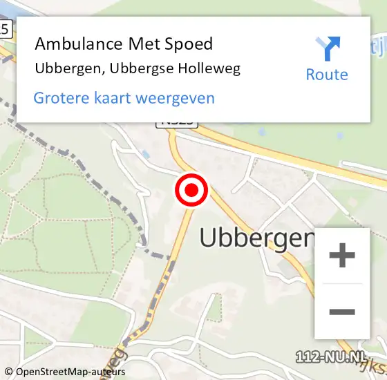 Locatie op kaart van de 112 melding: Ambulance Met Spoed Naar Ubbergen, Ubbergse Holleweg op 20 oktober 2013 03:03