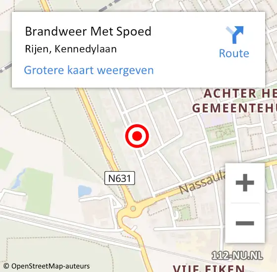 Locatie op kaart van de 112 melding: Brandweer Met Spoed Naar Rijen, Kennedylaan op 10 februari 2025 20:21
