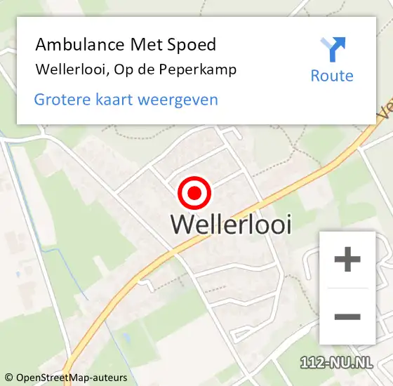 Locatie op kaart van de 112 melding: Ambulance Met Spoed Naar Wellerlooi, Op de Peperkamp op 6 november 2014 08:57