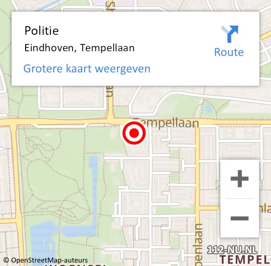 Locatie op kaart van de 112 melding: Politie Eindhoven, Tempellaan op 11 februari 2025 07:22