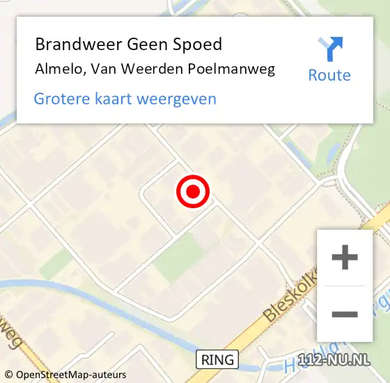 Locatie op kaart van de 112 melding: Brandweer Geen Spoed Naar Almelo, Van Weerden Poelmanweg op 11 februari 2025 11:51