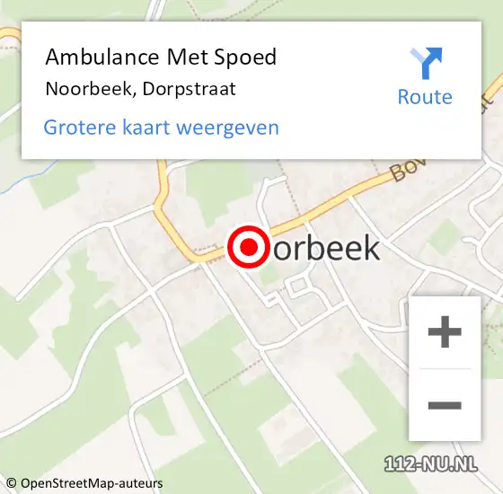 Locatie op kaart van de 112 melding: Ambulance Met Spoed Naar Noorbeek, Dorpstraat op 6 november 2014 09:35