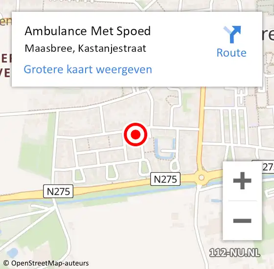 Locatie op kaart van de 112 melding: Ambulance Met Spoed Naar Maasbree, Kastanjestraat op 6 november 2014 09:36