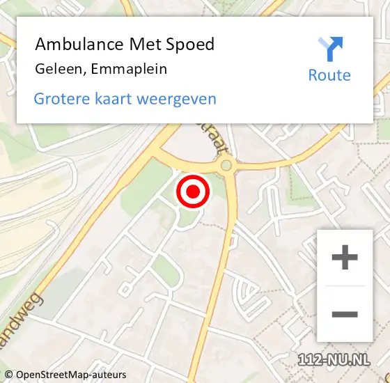 Locatie op kaart van de 112 melding: Ambulance Met Spoed Naar Geleen, Emmaplein op 6 november 2014 09:41