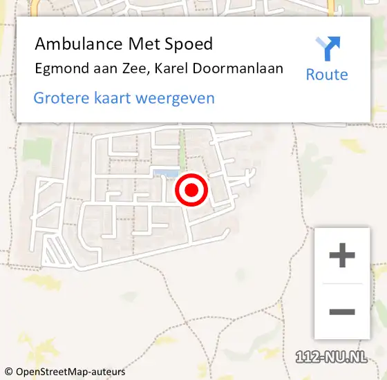 Locatie op kaart van de 112 melding: Ambulance Met Spoed Naar Egmond aan Zee, Karel Doormanlaan op 20 oktober 2013 03:21