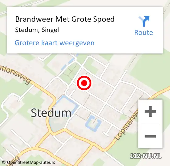 Locatie op kaart van de 112 melding: Brandweer Met Grote Spoed Naar Stedum, Singel op 6 november 2014 09:52