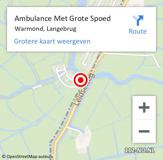 Locatie op kaart van de 112 melding: Ambulance Met Grote Spoed Naar Warmond, Langebrug op 6 november 2014 10:18