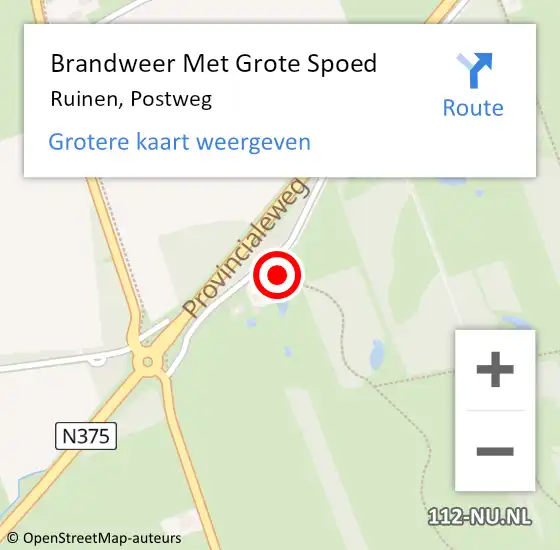 Locatie op kaart van de 112 melding: Brandweer Met Grote Spoed Naar Ruinen, Postweg op 6 november 2014 10:20