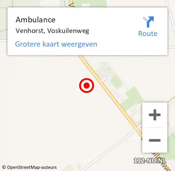 Locatie op kaart van de 112 melding: Ambulance Venhorst, Voskuilenweg op 6 november 2014 10:24