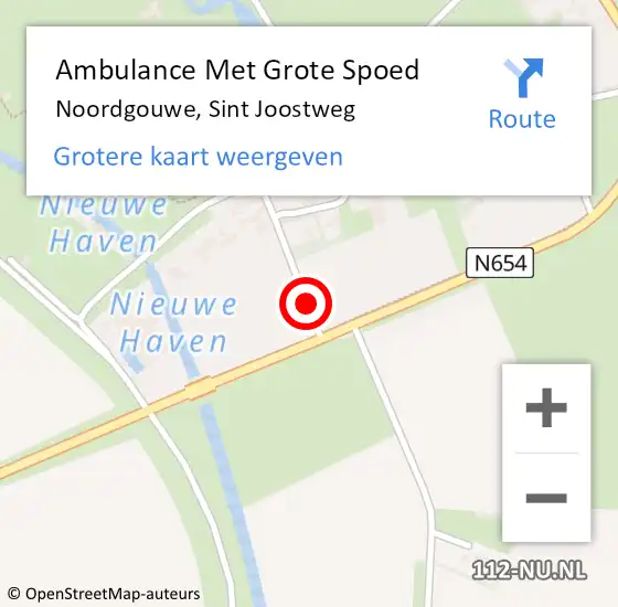 Locatie op kaart van de 112 melding: Ambulance Met Grote Spoed Naar Noordgouwe, Sint Joostweg op 20 oktober 2013 03:29
