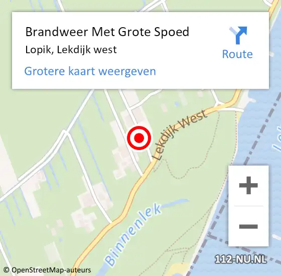 Locatie op kaart van de 112 melding: Brandweer Met Grote Spoed Naar Lopik, Lekdijk west op 12 februari 2025 02:20