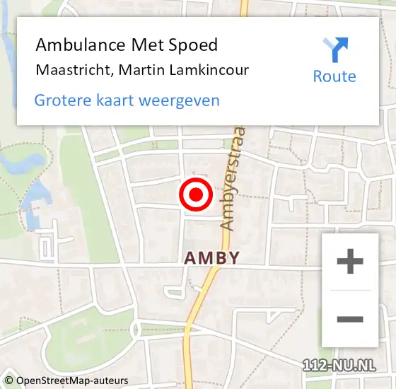 Locatie op kaart van de 112 melding: Ambulance Met Spoed Naar Maastricht, Martin Lamkincour op 6 november 2014 10:51