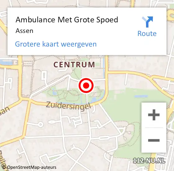 Locatie op kaart van de 112 melding: Ambulance Met Grote Spoed Naar Assen, Veldenseweg op 6 november 2014 10:53