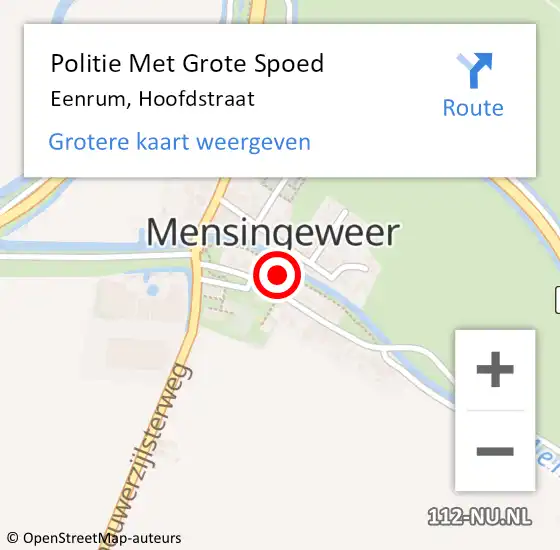 Locatie op kaart van de 112 melding: Politie Met Grote Spoed Naar Eenrum, Hoofdstraat op 12 februari 2025 09:10