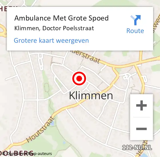 Locatie op kaart van de 112 melding: Ambulance Met Grote Spoed Naar Klimmen, Doctor Poelsstraat op 6 november 2014 11:01