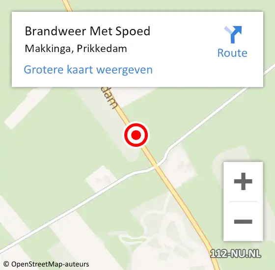 Locatie op kaart van de 112 melding: Brandweer Met Spoed Naar Makkinga, Prikkedam op 6 november 2014 11:03