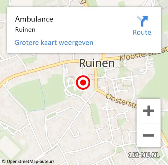 Locatie op kaart van de 112 melding: Ambulance Ruinen op 6 november 2014 11:03