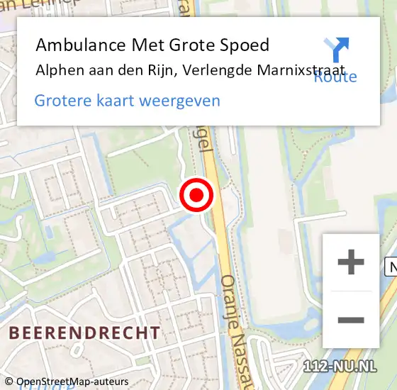 Locatie op kaart van de 112 melding: Ambulance Met Grote Spoed Naar Alphen aan den rijn, Verlengde Marnixstraat op 6 november 2014 11:07