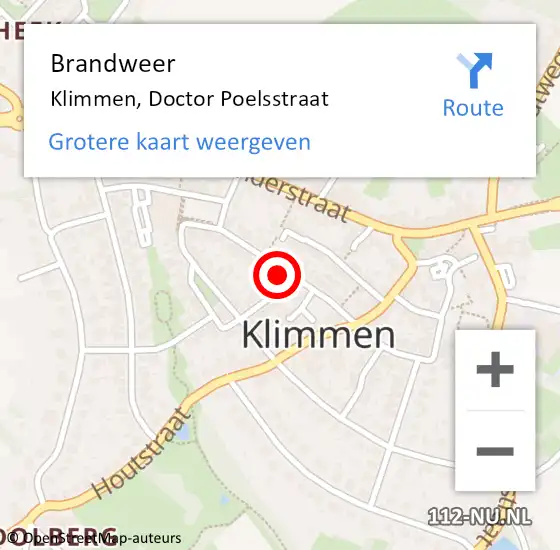 Locatie op kaart van de 112 melding: Brandweer Klimmen, Doctor Poelsstraat op 6 november 2014 11:16