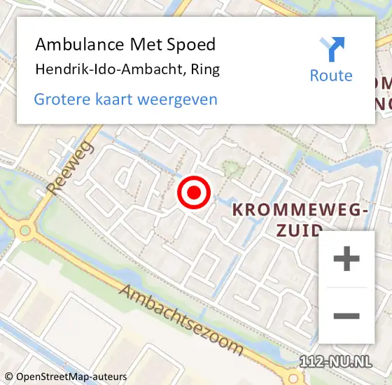 Locatie op kaart van de 112 melding: Ambulance Met Spoed Naar Hendrik-Ido-Ambacht, Ring op 12 februari 2025 12:44