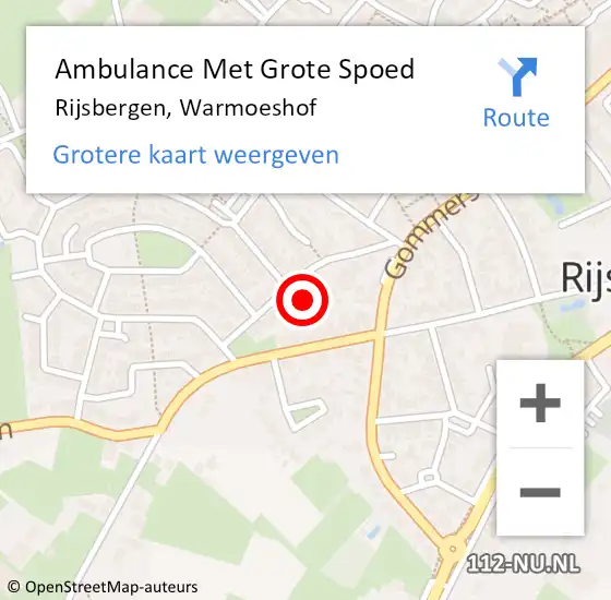 Locatie op kaart van de 112 melding: Ambulance Met Grote Spoed Naar Rijsbergen, Warmoeshof op 20 oktober 2013 03:36