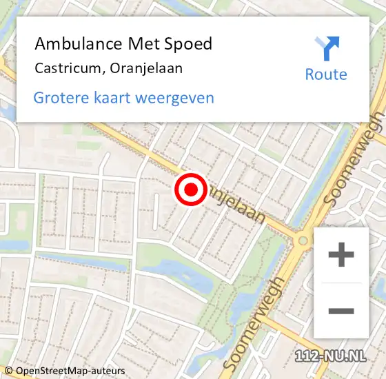 Locatie op kaart van de 112 melding: Ambulance Met Spoed Naar Castricum, Oranjelaan op 12 februari 2025 13:43