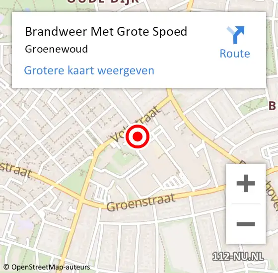 Locatie op kaart van de 112 melding: Brandweer Met Grote Spoed Naar Groenewoud op 6 november 2014 11:39