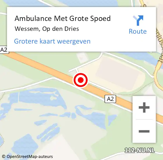 Locatie op kaart van de 112 melding: Ambulance Met Grote Spoed Naar Wessem, Op Den Dries op 6 november 2014 11:53