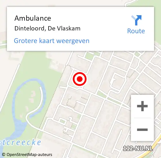 Locatie op kaart van de 112 melding: Ambulance Dinteloord, De Vlaskam op 6 november 2014 12:05