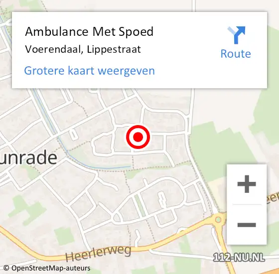 Locatie op kaart van de 112 melding: Ambulance Met Spoed Naar Voerendaal, Lippestraat op 6 november 2014 12:33