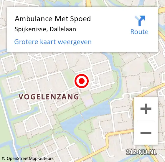 Locatie op kaart van de 112 melding: Ambulance Met Spoed Naar Spijkenisse, Dallelaan op 13 februari 2025 12:06