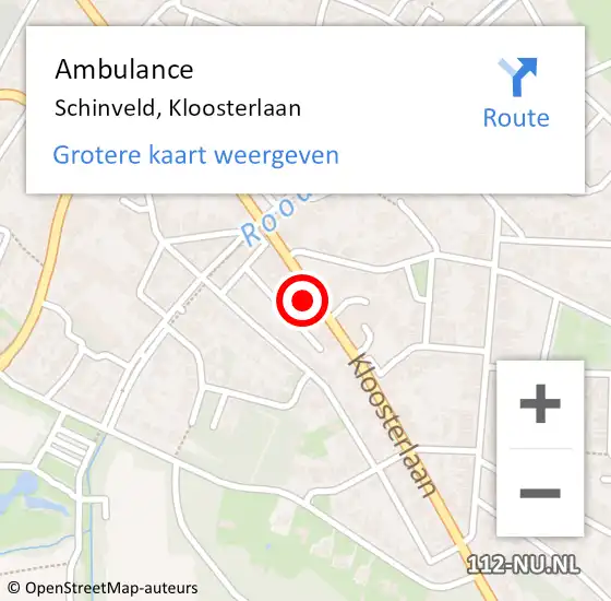 Locatie op kaart van de 112 melding: Ambulance Schinveld, Kloosterlaan op 6 november 2014 13:01