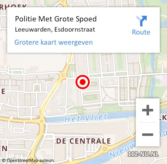 Locatie op kaart van de 112 melding: Politie Met Grote Spoed Naar Leeuwarden, Esdoornstraat op 13 februari 2025 13:46
