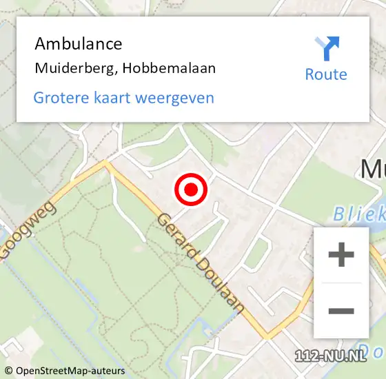 Locatie op kaart van de 112 melding: Ambulance Muiderberg, Hobbemalaan op 6 november 2014 13:03