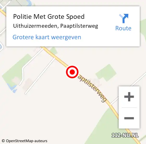 Locatie op kaart van de 112 melding: Politie Met Grote Spoed Naar Uithuizermeeden, Paaptilsterweg op 13 februari 2025 15:04