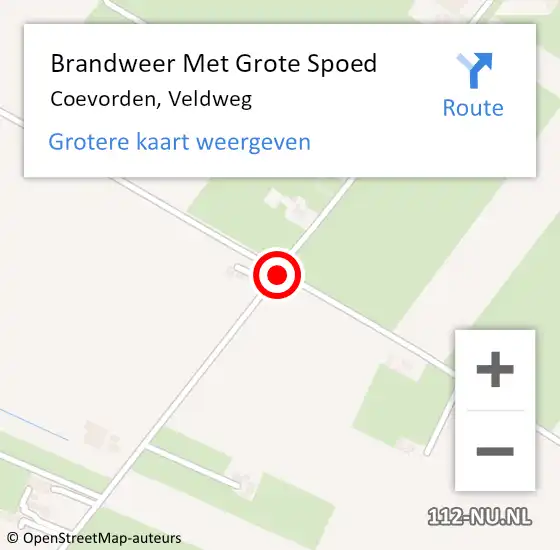 Locatie op kaart van de 112 melding: Brandweer Met Grote Spoed Naar Coevorden, Veldweg op 20 oktober 2013 04:08