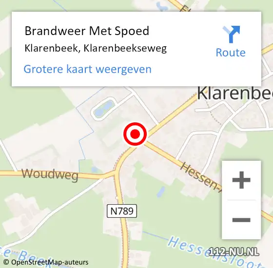 Locatie op kaart van de 112 melding: Brandweer Met Spoed Naar Klarenbeek, Klarenbeekseweg op 6 november 2014 13:24