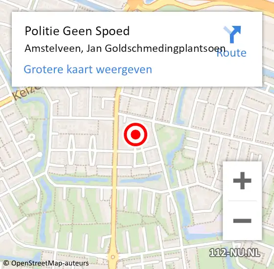 Locatie op kaart van de 112 melding: Politie Geen Spoed Naar Amstelveen, Jan Goldschmedingplantsoen op 13 februari 2025 18:20