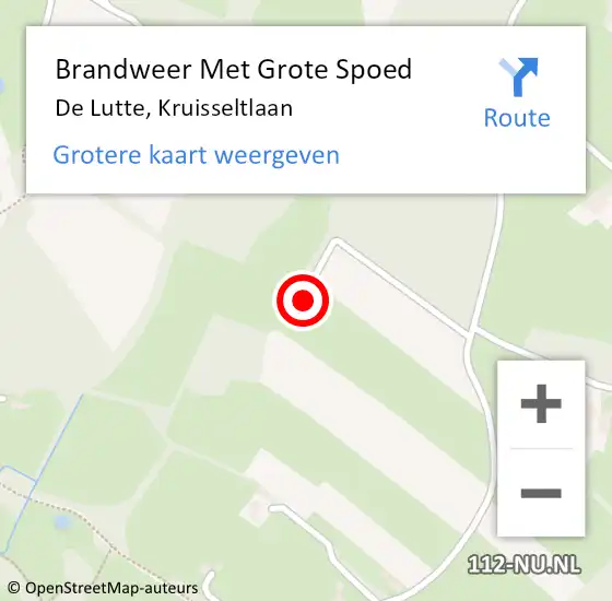 Locatie op kaart van de 112 melding: Brandweer Met Grote Spoed Naar De Lutte, Kruisseltlaan op 13 februari 2025 19:14