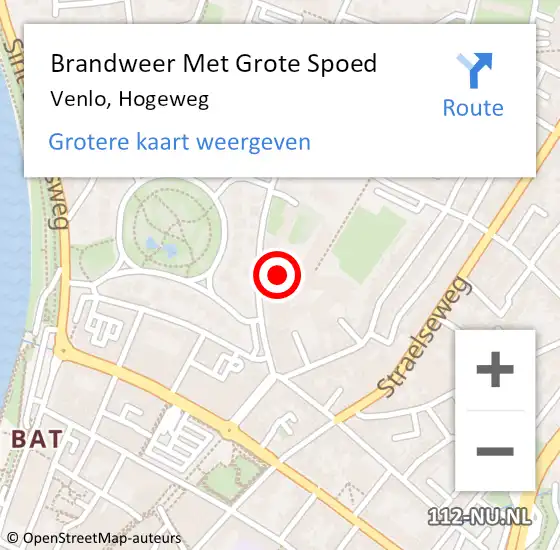 Locatie op kaart van de 112 melding: Brandweer Met Grote Spoed Naar Venlo, Hogeweg op 13 februari 2025 21:27
