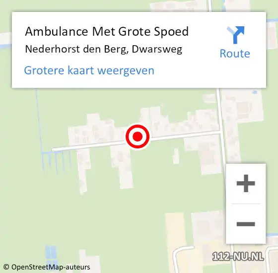 Locatie op kaart van de 112 melding: Ambulance Met Grote Spoed Naar Nederhorst den Berg, Dwarsweg op 6 november 2014 13:56