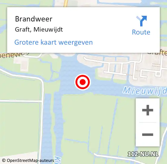 Locatie op kaart van de 112 melding: Brandweer Graft, Mieuwijdt op 6 november 2014 14:04