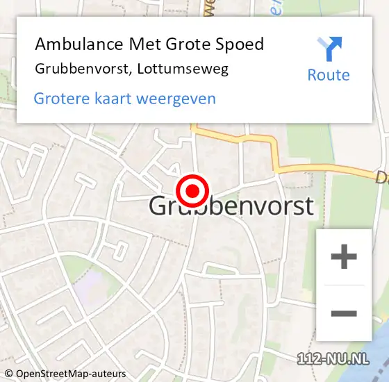 Locatie op kaart van de 112 melding: Ambulance Met Grote Spoed Naar Grubbenvorst, Lottumseweg op 6 november 2014 14:38