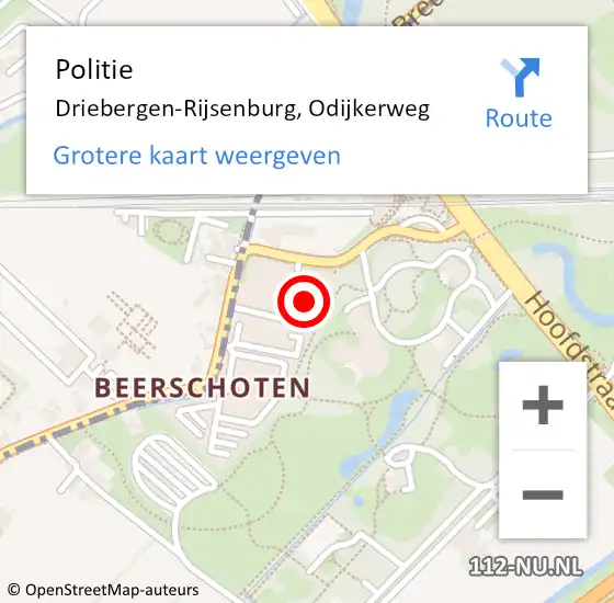 Locatie op kaart van de 112 melding: Politie Driebergen-Rijsenburg, Odijkerweg op 14 februari 2025 14:36