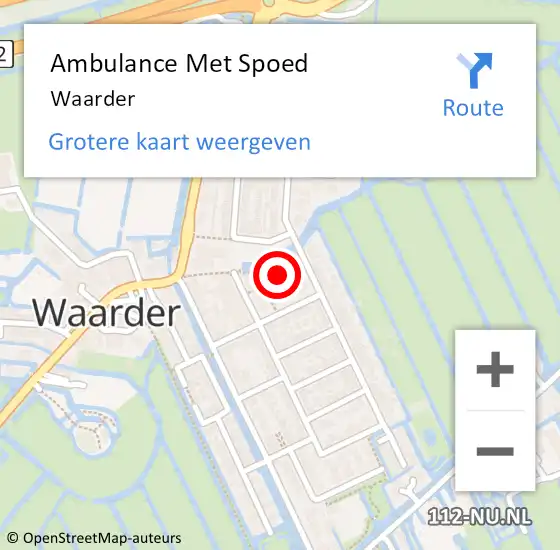 Locatie op kaart van de 112 melding: Ambulance Met Spoed Naar Waarder op 14 februari 2025 17:49
