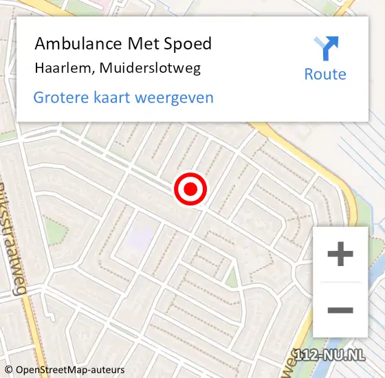 Locatie op kaart van de 112 melding: Ambulance Met Spoed Naar Haarlem, Muiderslotweg op 14 februari 2025 19:11
